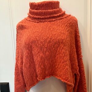 Free People Vibrant Orange Cowl Neck Sweater